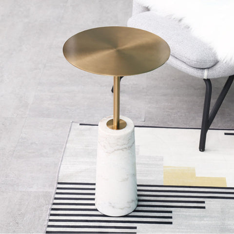 New Metal End Table for Living Room Marble Base Round Side Table Small Coffee Table