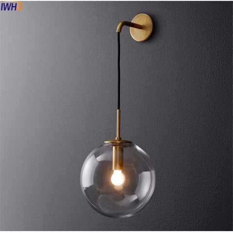 Nordic Modern LED Wall Lamp Glass Ball Bathroom Mirror Beside American Retro Wall Light Sconce Wandlamp Aplique Murale