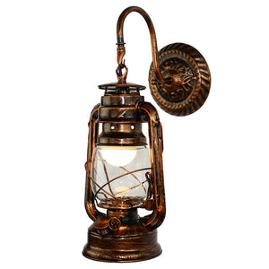 Vintage LED Wall Lamp Retro Kerosene Wall Light Barn Lantern European Rustic Antique Style