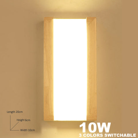 Apextech Wooden Wall Lamp Modern Nordic Style E26 E27 Bulb wall Lights Frosted Glass Shade+Wood Bedside Night light For Home