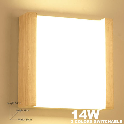 Apextech Wooden Wall Lamp Modern Nordic Style E26 E27 Bulb wall Lights Frosted Glass Shade+Wood Bedside Night light For Home