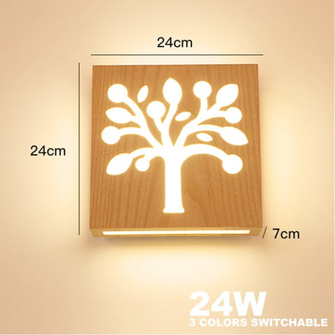 Apextech Wooden Wall Lamp Modern Nordic Style E26 E27 Bulb wall Lights Frosted Glass Shade+Wood Bedside Night light For Home