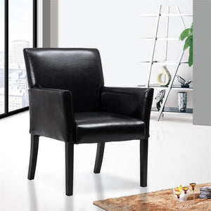 Modern PU Leather Executive Arm Chair Sofa 250 Pound Load Capacity Single Modern Sofa Sturdy Wood Legs Ergonomic Back HW56134