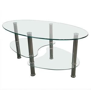 Simple Dual Fishtail Style Tempered Glass Coffee Table Transparent Fashion Tea Table Furniture Modern Simplicity