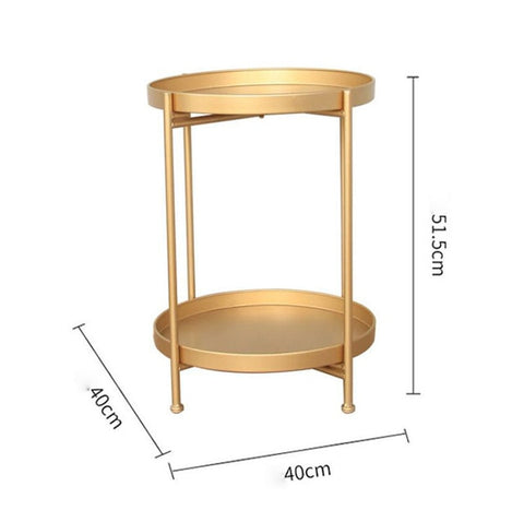 Luxury Metal Round Small Tea Table Coffee Table with Tray Storage for Sofa Bed Side Living Room mesa auxiliar Home Furniture