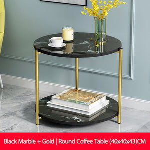 Marble texture Wood Double layer Coffee Table Living room Sofa Side Table Small Dining Table Small end Table Home Furniture