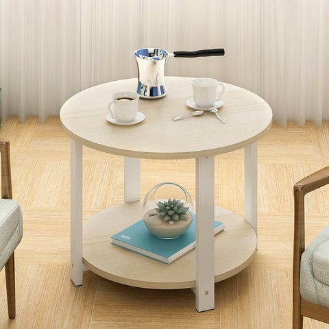 Nordic Style Wooden Coffee Table Living room Sofa Side Table Double Layers Round Tea Table for Home Furniture