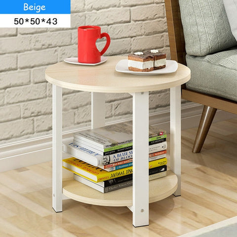 Nordic Style Wooden Coffee Table Living room Sofa Side Table Double Layers Round Tea Table for Home Furniture