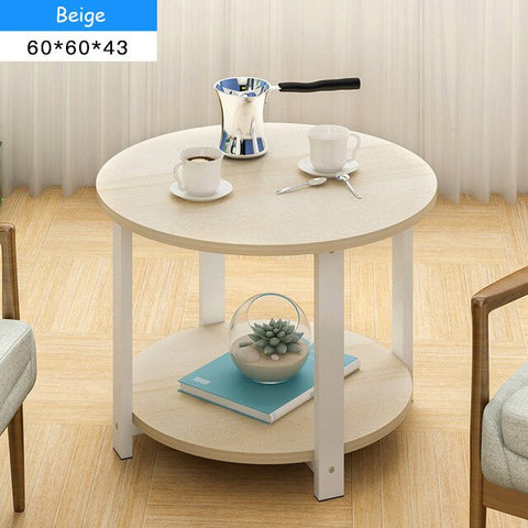 Nordic Style Wooden Coffee Table Living room Sofa Side Table Double Layers Round Tea Table for Home Furniture