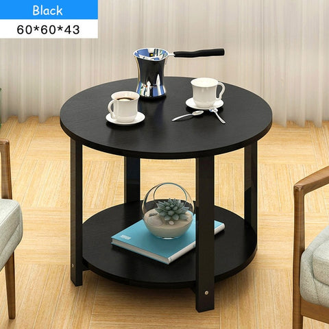 Nordic Style Wooden Coffee Table Living room Sofa Side Table Double Layers Round Tea Table for Home Furniture