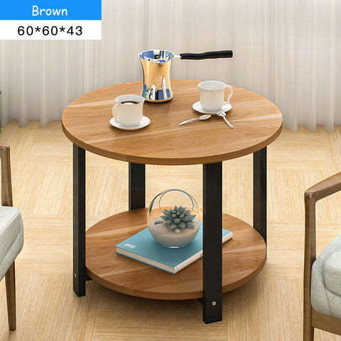 Nordic Style Wooden Coffee Table Living room Sofa Side Table Double Layers Round Tea Table for Home Furniture