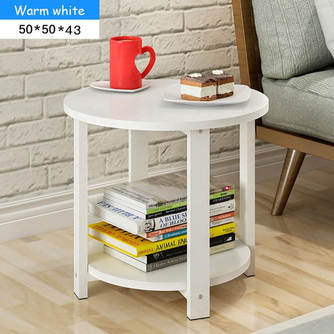 Nordic Style Wooden Coffee Table Living room Sofa Side Table Double Layers Round Tea Table for Home Furniture