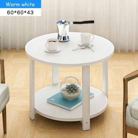 Nordic Style Wooden Coffee Table Living room Sofa Side Table Double Layers Round Tea Table for Home Furniture