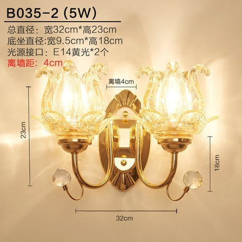 Creative Modern LED Crystal Wall Lamp Bedroom Bedside Lamp Aisle European Living Room Background Wall Lamps Wall Lights for Home