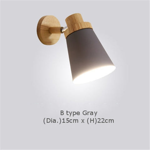 LED Wall Lamp Nordic Wooden Wall Light 220V E27 Bedside Wall Lamp luminaire Macaroon Wall Sconce for Dining Room Restaurant Cafe