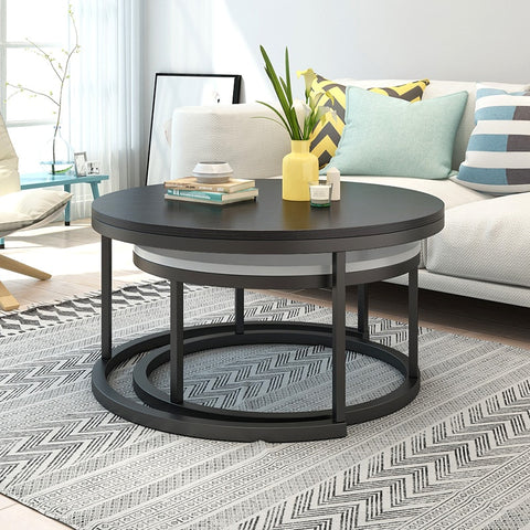 Nordic-style steel and wood tea table creative small apartment simple modern living room sofaside several round simple tea table