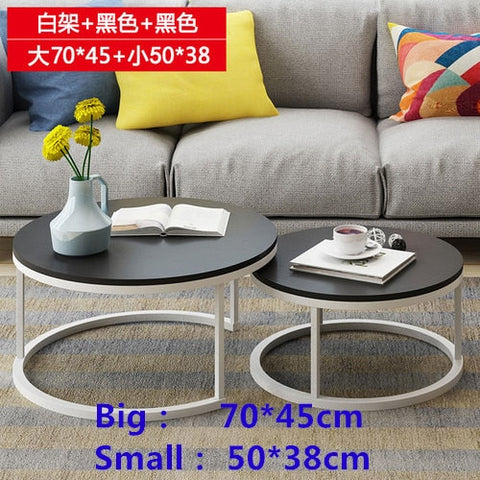 Nordic-style steel and wood tea table creative small apartment simple modern living room sofaside several round simple tea table