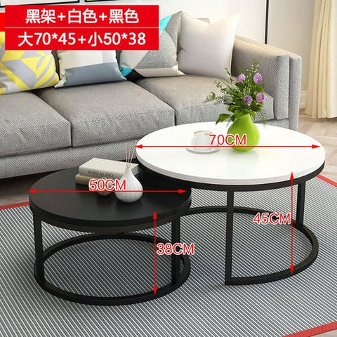 Nordic-style steel and wood tea table creative small apartment simple modern living room sofaside several round simple tea table