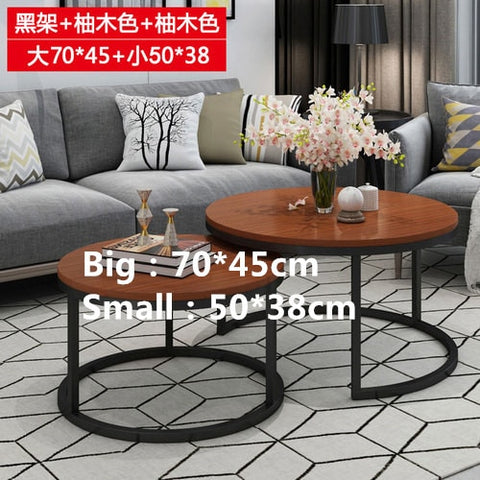 Nordic-style steel and wood tea table creative small apartment simple modern living room sofaside several round simple tea table