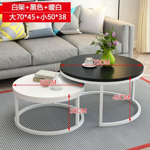 Nordic-style steel and wood tea table creative small apartment simple modern living room sofaside several round simple tea table