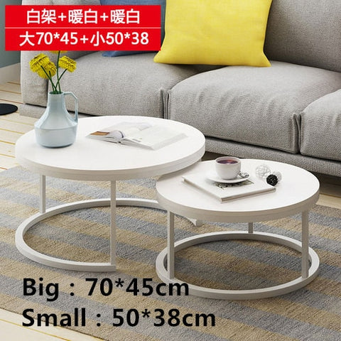 Nordic-style steel and wood tea table creative small apartment simple modern living room sofaside several round simple tea table