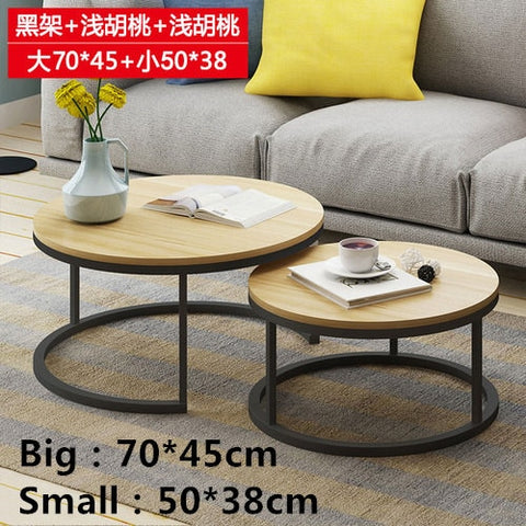 Nordic-style steel and wood tea table creative small apartment simple modern living room sofaside several round simple tea table