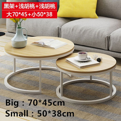 Nordic-style steel and wood tea table creative small apartment simple modern living room sofaside several round simple tea table