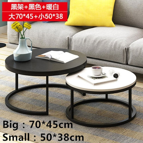 Nordic-style steel and wood tea table creative small apartment simple modern living room sofaside several round simple tea table