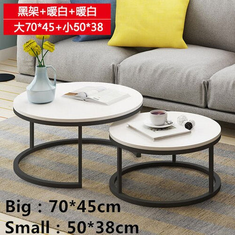 Nordic-style steel and wood tea table creative small apartment simple modern living room sofaside several round simple tea table