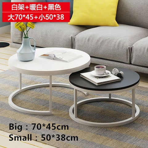 Nordic-style steel and wood tea table creative small apartment simple modern living room sofaside several round simple tea table