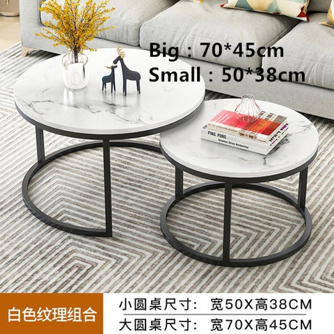 Nordic-style steel and wood tea table creative small apartment simple modern living room sofaside several round simple tea table