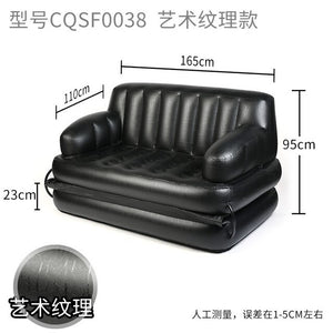 Black Household and Outdoor Inflatable Sofa Thickened PVC Outdoor Folding Portable Inflatable Bed Lazy Sofa with Air Pump (220V)