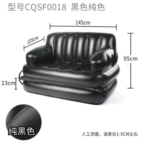 Black Household and Outdoor Inflatable Sofa Thickened PVC Outdoor Folding Portable Inflatable Bed Lazy Sofa with Air Pump (220V)