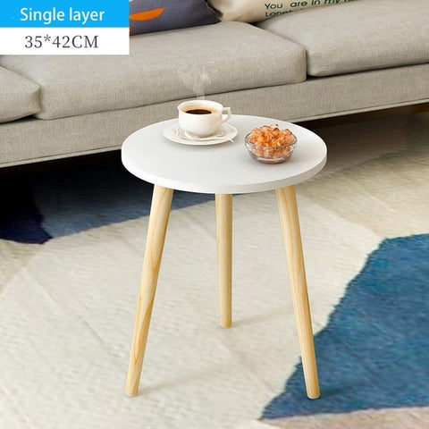 Creative Nordic Wood Low Round Coffee Table Dirty Storage Table Tea Fruit Snack Service Plate Tray Bed Living Room Sofa Side