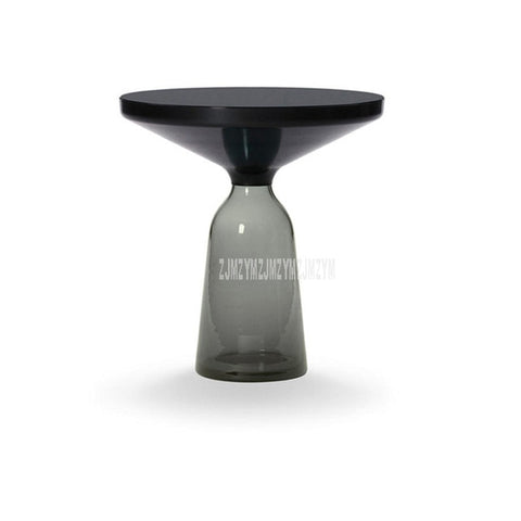 50cm Nordic Luxury Glass Tea Table Creativity Translucent Glass Bottle Leg Design Living Room Modern Round Tea Coffee Table S