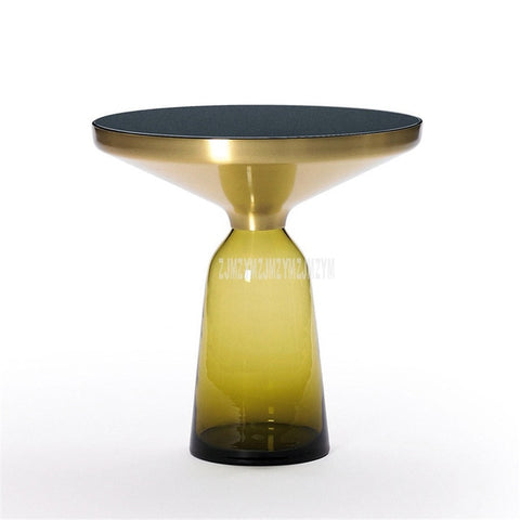 50cm Nordic Luxury Glass Tea Table Creativity Translucent Glass Bottle Leg Design Living Room Modern Round Tea Coffee Table S