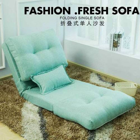 2B Creative folding lazy sofa living room fabric sofa bed simple dormitory single small sofa small apartment floor sofa