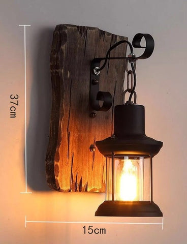 American Retro Industrial Wood Creative Bar Cafe Restaurant Wall Lamp Wall Lights for Home