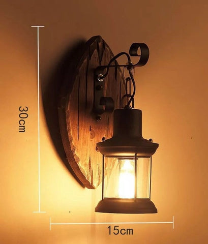 American Retro Industrial Wood Creative Bar Cafe Restaurant Wall Lamp Wall Lights for Home