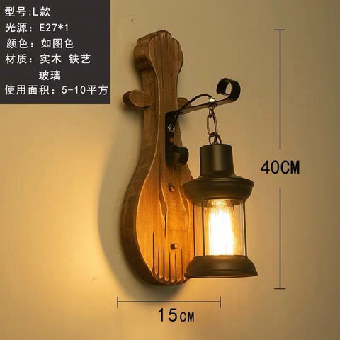 American Retro Industrial Wood Creative Bar Cafe Restaurant Wall Lamp Wall Lights for Home