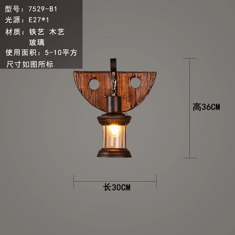 American Retro Industrial Wood Creative Bar Cafe Restaurant Wall Lamp Wall Lights for Home