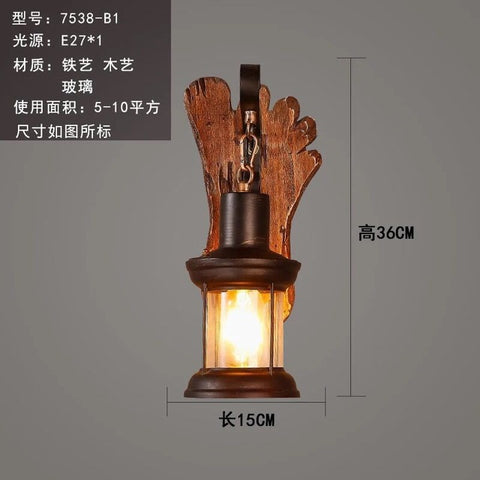 American Retro Industrial Wood Creative Bar Cafe Restaurant Wall Lamp Wall Lights for Home