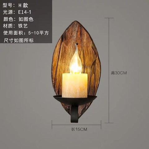 American Retro Industrial Wood Creative Bar Cafe Restaurant Wall Lamp Wall Lights for Home