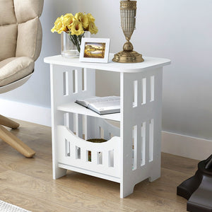 Simple white bedside small table plastic tea coffee table for bedroom office magazine storage shelf Home Decor cabinet mx3111150