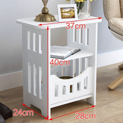 Simple white bedside small table plastic tea coffee table for bedroom office magazine storage shelf Home Decor cabinet mx3111150