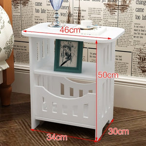 Simple white bedside small table plastic tea coffee table for bedroom office magazine storage shelf Home Decor cabinet mx3111150