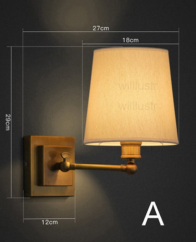 Modern Wall Lamp CLARIDGE DOUBLE SCONCE WITH LINEN SHADE American Vintage Bronze Fixture Hotel Bedside Restaurant Cafe Bar Light