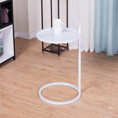 European Simple Side Table golden Paint Iron Round Corner Table Wooden / Iron Desktop Coffee Table Living Room Furniture 70*40cm