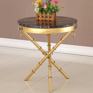 Golden Corner Gold-plated Round Coffee Table Stainless Steel Corner Marble Side Table