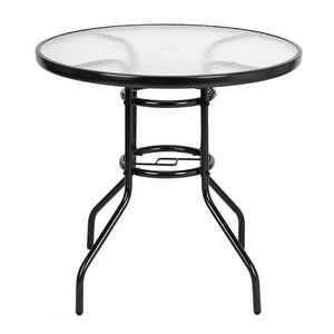 Outdoor Dining Table Round Yard Garden Glass Table Home Dining Table